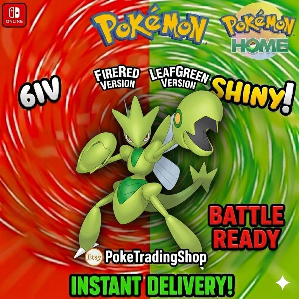 SHINY SCIZOR Pokémon FireRed LeafGreen 6IV Competitive Battle Ready - Pokémon HOME digital Pokémon trade by PokeTradingShop