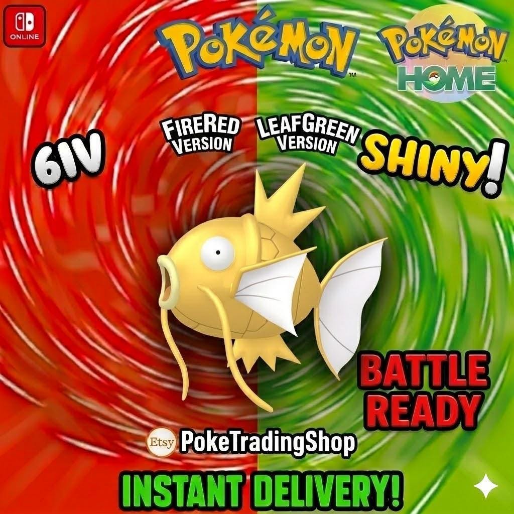 SHINY MAGIKARP Pokémon FireRed LeafGreen 6IV Competitive Battle Ready - Pokémon HOME digital Pokémon trade by PokeTradingShop