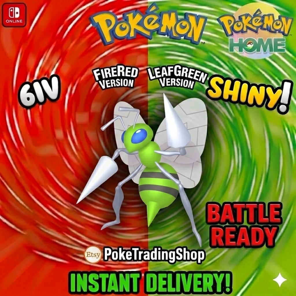 SHINY BEEDRILL Pokémon FireRed LeafGreen 6IV Competitive Battle Ready - Pokémon HOME digital Pokémon trade by PokeTradingShop