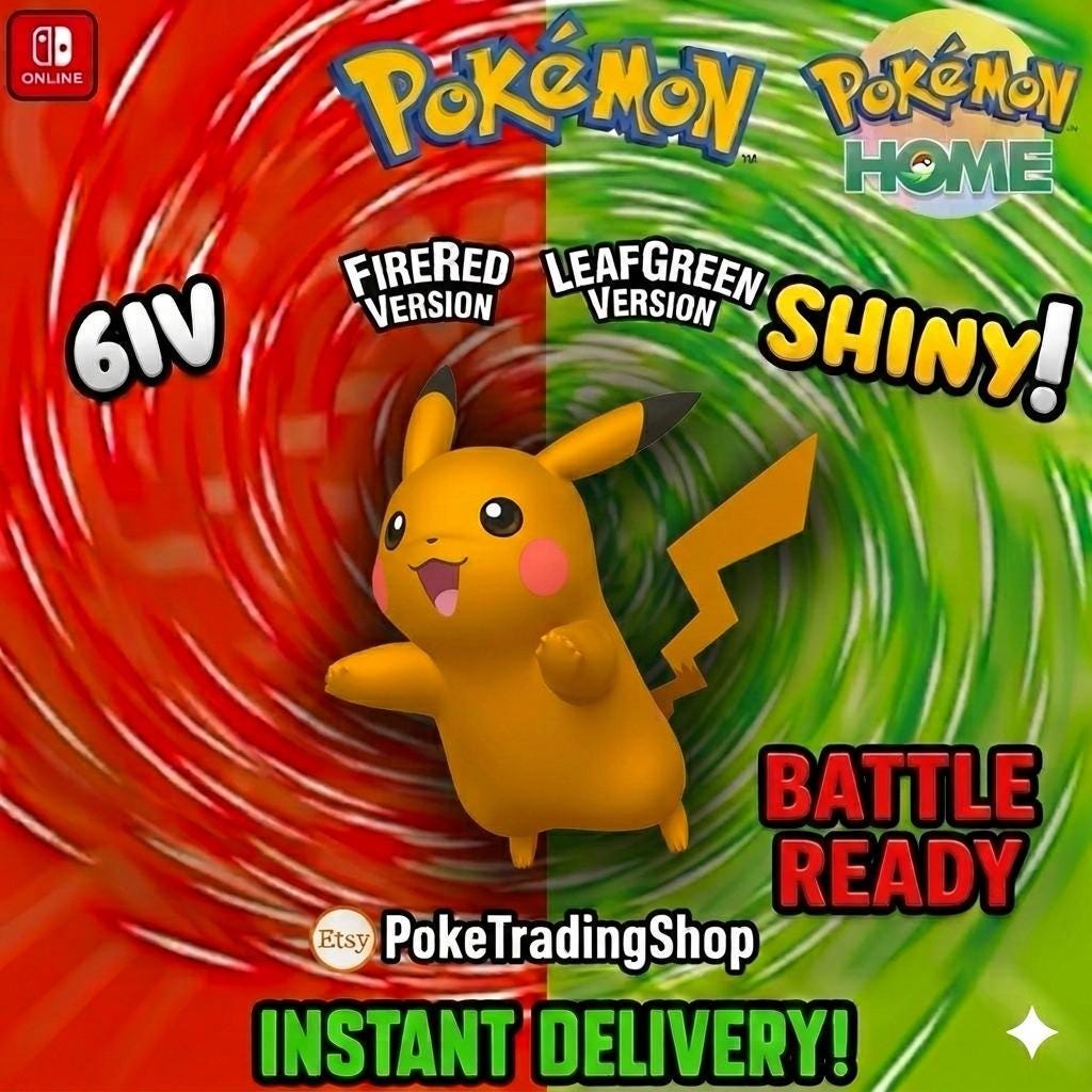 SHINY PIKACHU Pokémon FireRed LeafGreen 6IV Competitive Battle Ready - Pokémon HOME digital Pokémon trade by PokeTradingShop