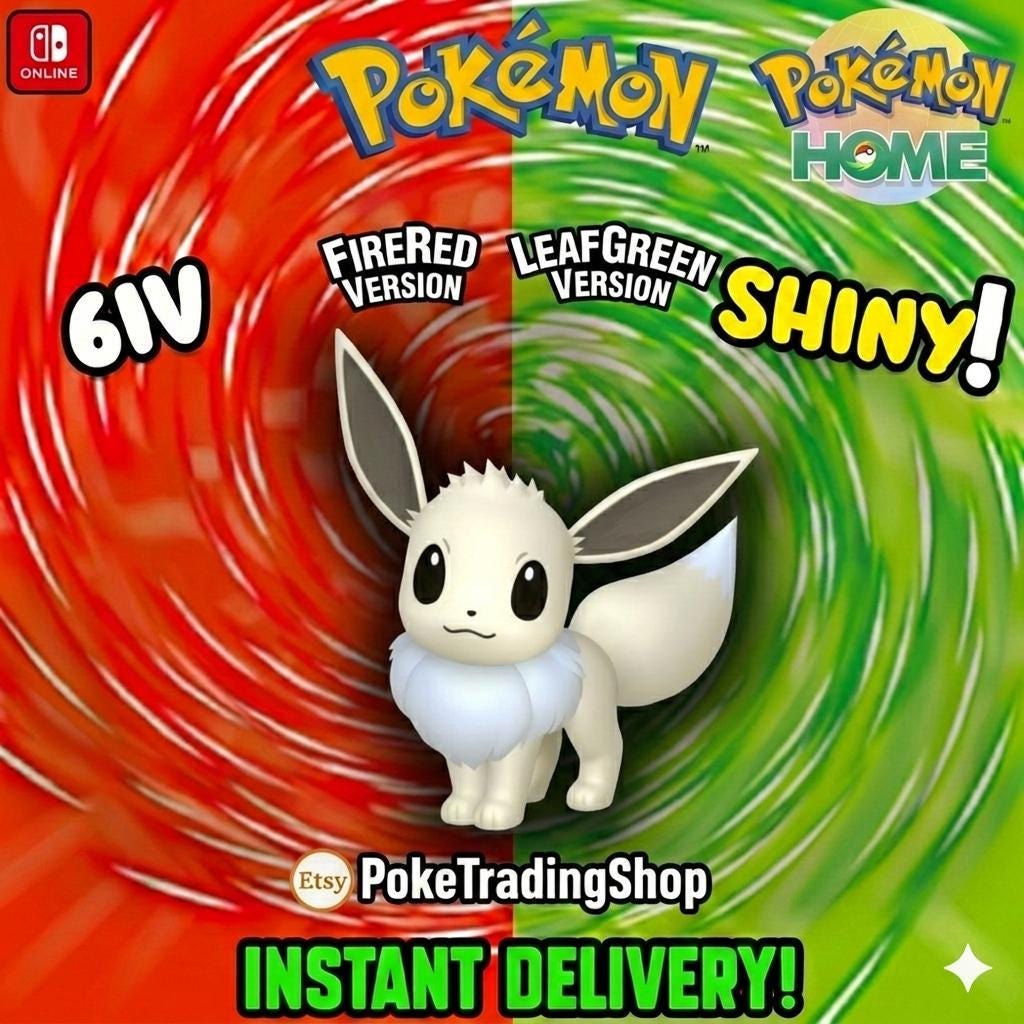 Pokémon FIRERED LEAFGREEN Authentic Eeveelution Shiny Eevee Pokemon Home Transfer - Pokémon HOME digital Pokémon trade by