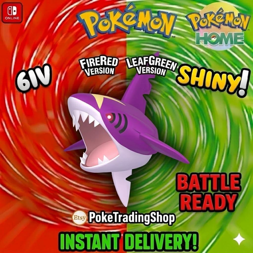 SHINY SHARPEDO Pokémon FireRed LeafGreen 6IV Competitive Battle Ready - Pokémon HOME digital Pokémon trade by PokeTradingShop