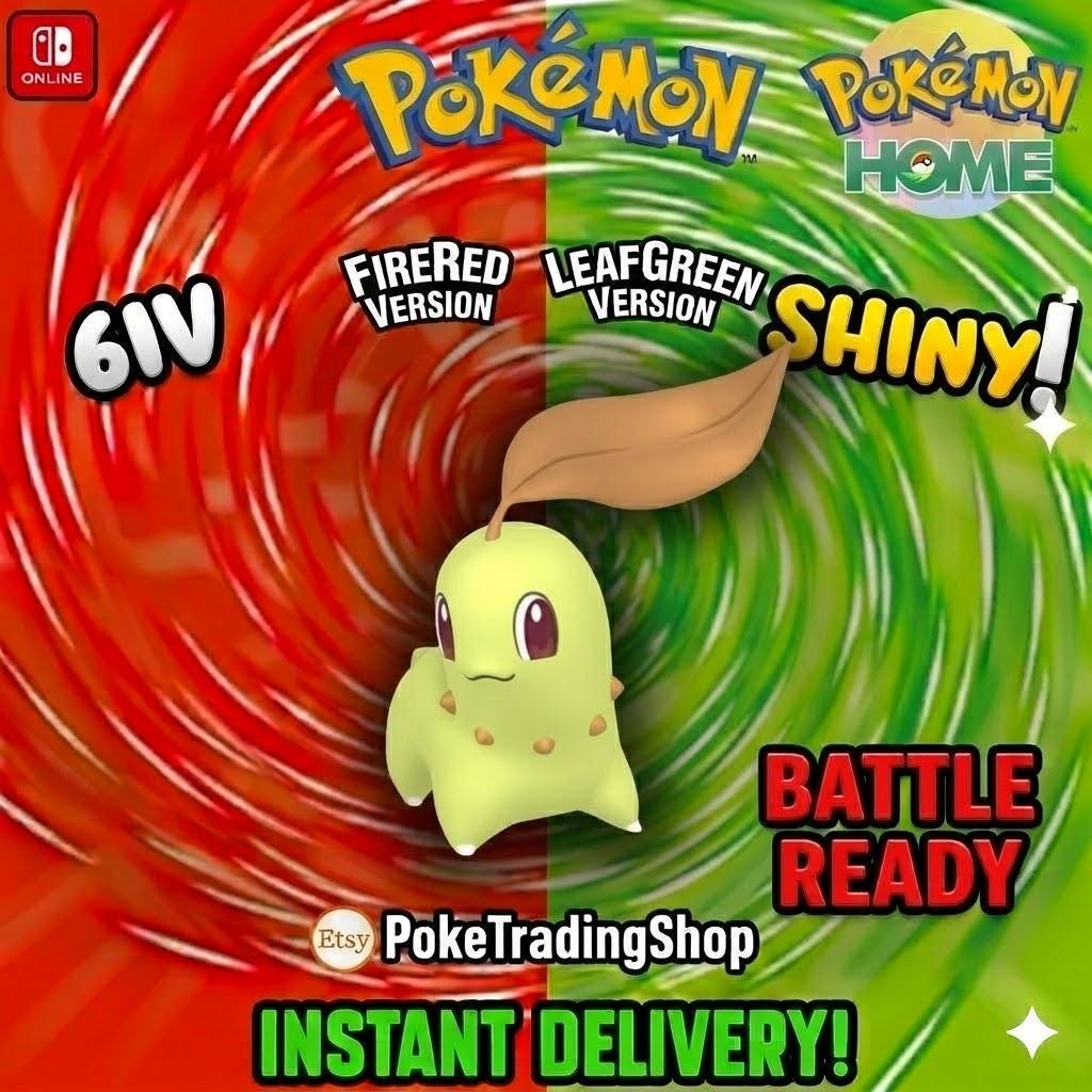 SHINY CHIKORITA Pokémon FireRed LeafGreen 6IV Competitive Battle Ready - Pokémon HOME digital Pokémon trade by