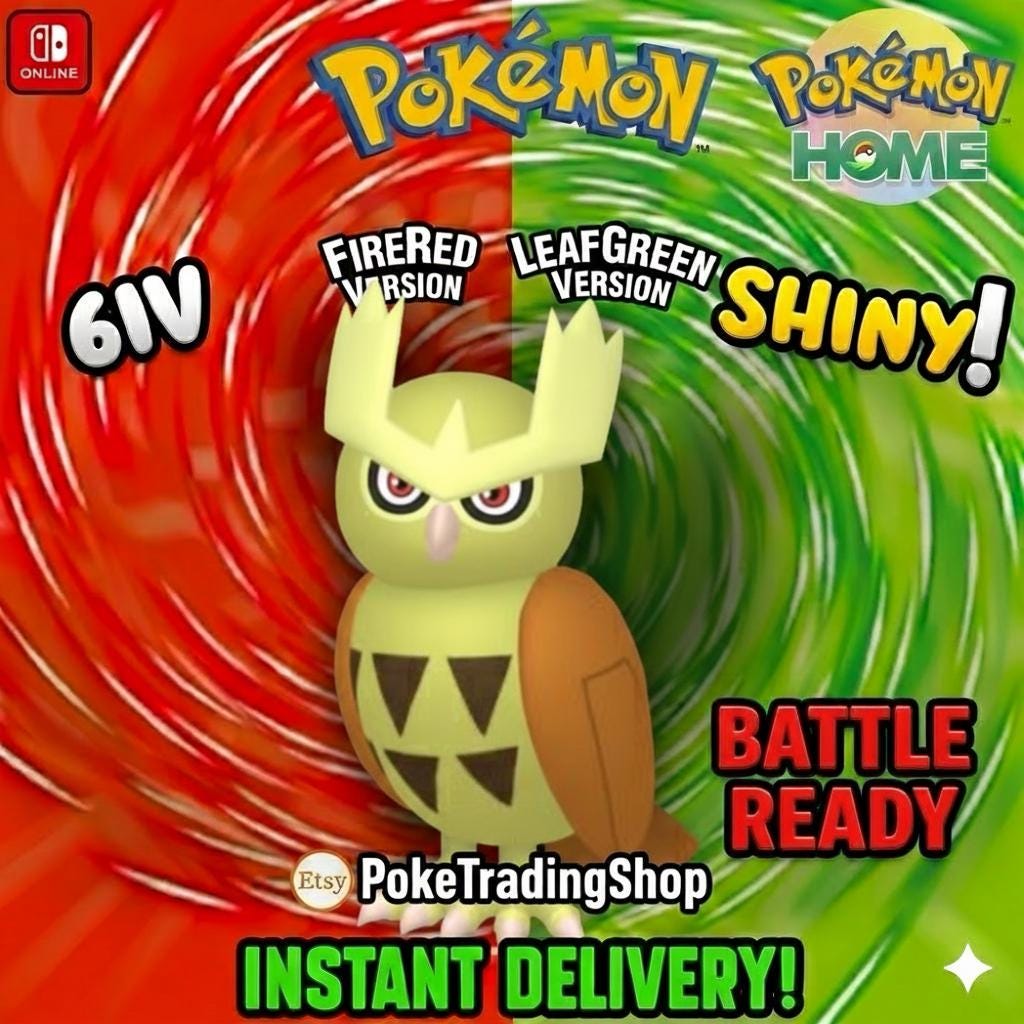SHINY NOCTOWL Pokémon FireRed LeafGreen 6IV Competitive Battle Ready - Pokémon HOME digital Pokémon trade by PokeTradingShop