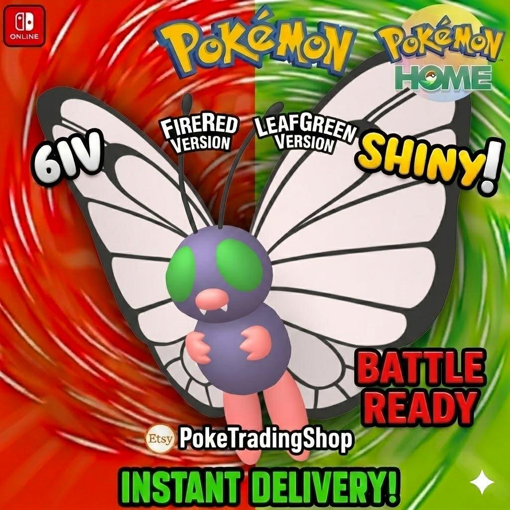 SHINY BUTTERFREE Pokémon FireRed LeafGreen 6IV Competitive Battle Ready - Pokémon HOME digital Pokémon trade by