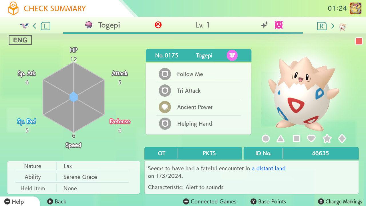 Shiny TOGEPI Pokémon HOME 6IV Competitive Battle Ready - Pokémon Scarlet & Violet digital Pokémon trade by PokeTradingShop