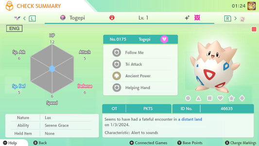 Shiny TOGEPI Pokémon HOME 6IV Competitive Battle Ready - Pokémon Scarlet & Violet digital Pokémon trade by PokeTradingShop