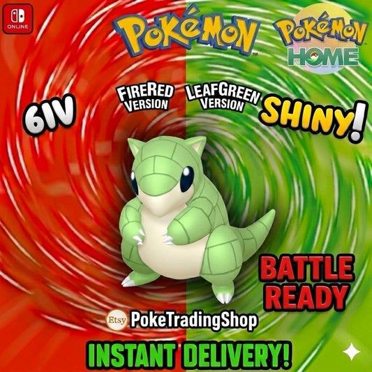 SHINY SANDSHREW Pokémon FireRed LeafGreen 6IV Competitive Battle Ready - Pokémon HOME digital Pokémon trade by