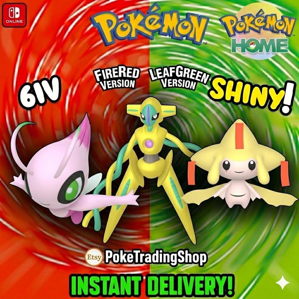 Pokémon FIRERED LEAFGREEN Authentic LEGENDARIES Shiny Deoxys Jirachi Celebi - Pokémon HOME digital Pokémon trade by