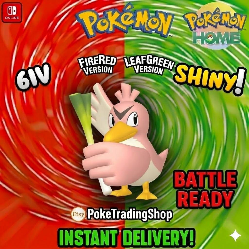SHINY FARFETCH’D Pokémon FireRed LeafGreen 6IV Competitive Battle Ready - Pokémon HOME digital Pokémon trade by
