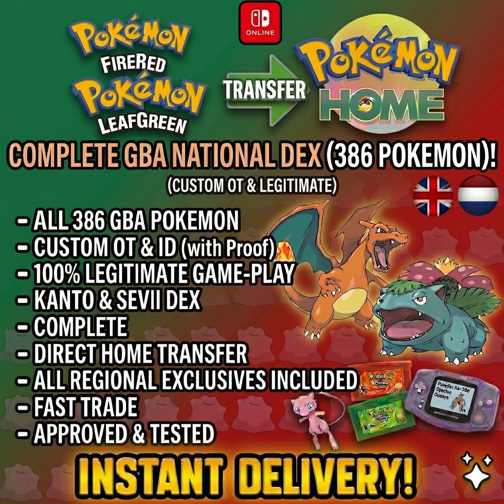 Pokemon FireRed LeafGreen Kanto Pokedex Shiny Authentic for Switch 2 Pokemon Home - Pokémon Scarlet & Violet digital Pokémon