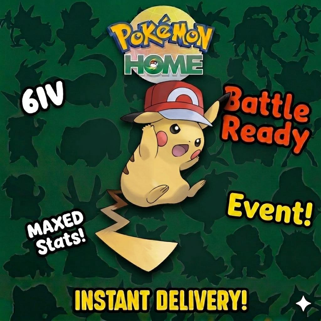 Pokemon Home ASH PIKACHU EVENT Kalos Cap 6IV Pokemon Scarlet Violet Pokemon Sword - Pokémon Scarlet & Violet digital Pokémon