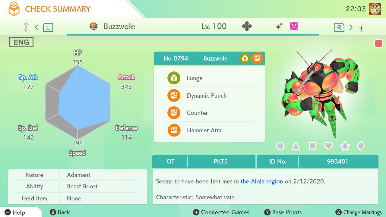 Shiny BUZZWOLE Pokémon HOME 6IV Competitive Battle Ready - Pokémon HOME digital Pokémon trade by PokeTradingShop