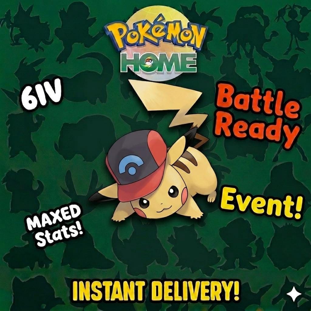 Pokemon Home ASH PIKACHU EVENT Sinnoh Cap 6IV Pokemon Scarlet Violet Pokemon Sword - Pokémon Scarlet & Violet digital Pokémon