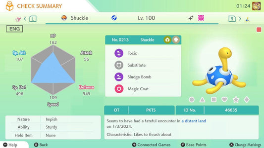 Shiny SHUCKLE Pokémon HOME 6IV Competitive Battle Ready - Pokémon Scarlet & Violet digital Pokémon trade by PokeTradingShop