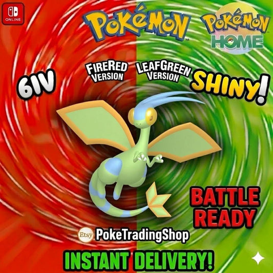 SHINY FLYGON Pokémon FireRed LeafGreen 6IV Competitive Battle Ready - Pokémon HOME digital Pokémon trade by PokeTradingShop