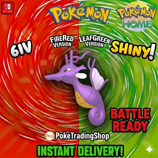 SHINY KINGDRA Pokémon FireRed LeafGreen 6IV Competitive Battle Ready - Pokémon HOME digital Pokémon trade by PokeTradingShop