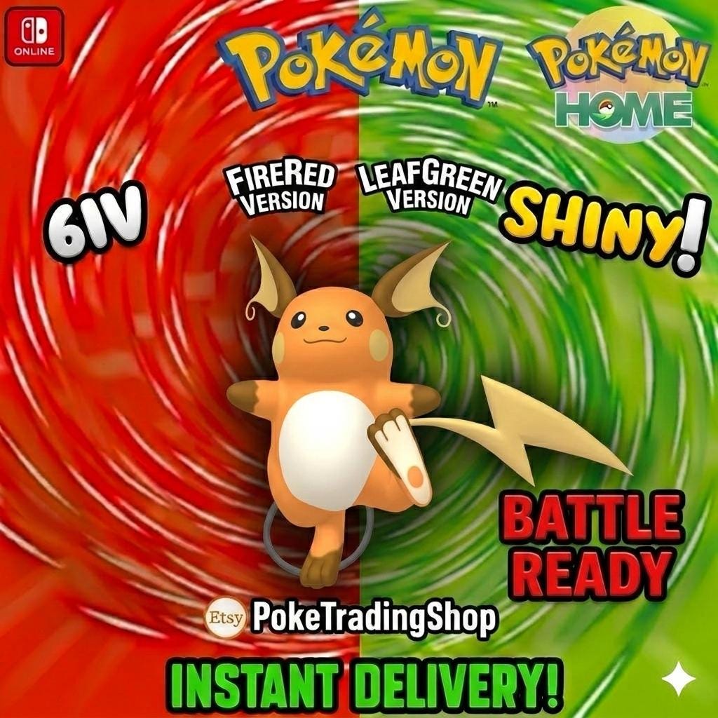 SHINY RAICHU Pokémon FireRed LeafGreen 6IV Competitive Battle Ready - Pokémon HOME digital Pokémon trade by PokeTradingShop