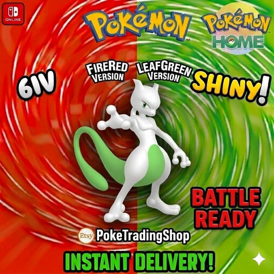 SHINY MEWTWO Pokémon FireRed LeafGreen 6IV Competitive Battle Ready - Pokémon HOME digital Pokémon trade by PokeTradingShop