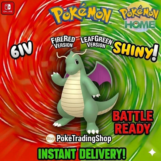 SHINY DRAGONITE Pokémon FireRed LeafGreen 6IV Competitive Battle Ready - Pokémon HOME digital Pokémon trade by