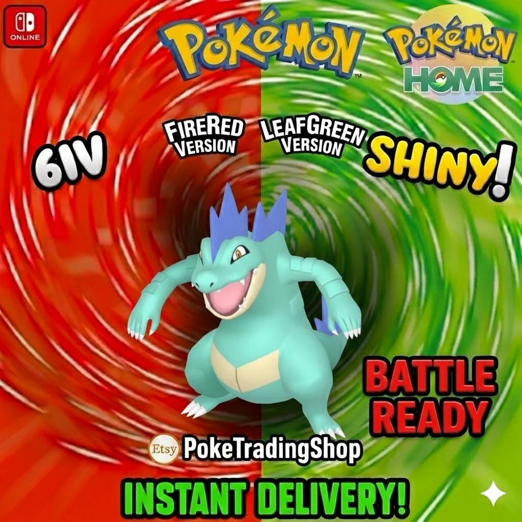 SHINY FERALIGATR Pokémon FireRed LeafGreen 6IV Competitive Battle Ready - Pokémon HOME digital Pokémon trade by