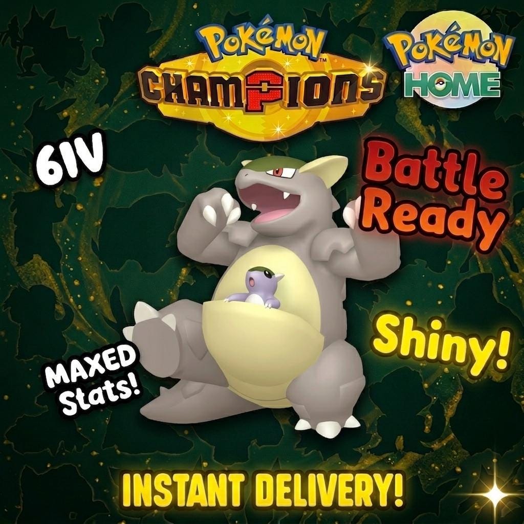 Shiny Kangaskhan Pokémon Champions 6IV Competitive Battle Ready - Pokémon HOME digital Pokémon trade by PokeTradingShop