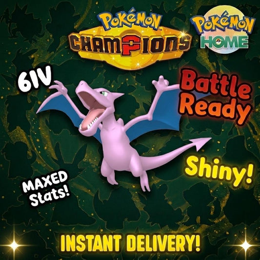 Shiny Aerodactyl Pokémon Champions 6IV Competitive Battle Ready - Pokémon HOME digital Pokémon trade by PokeTradingShop