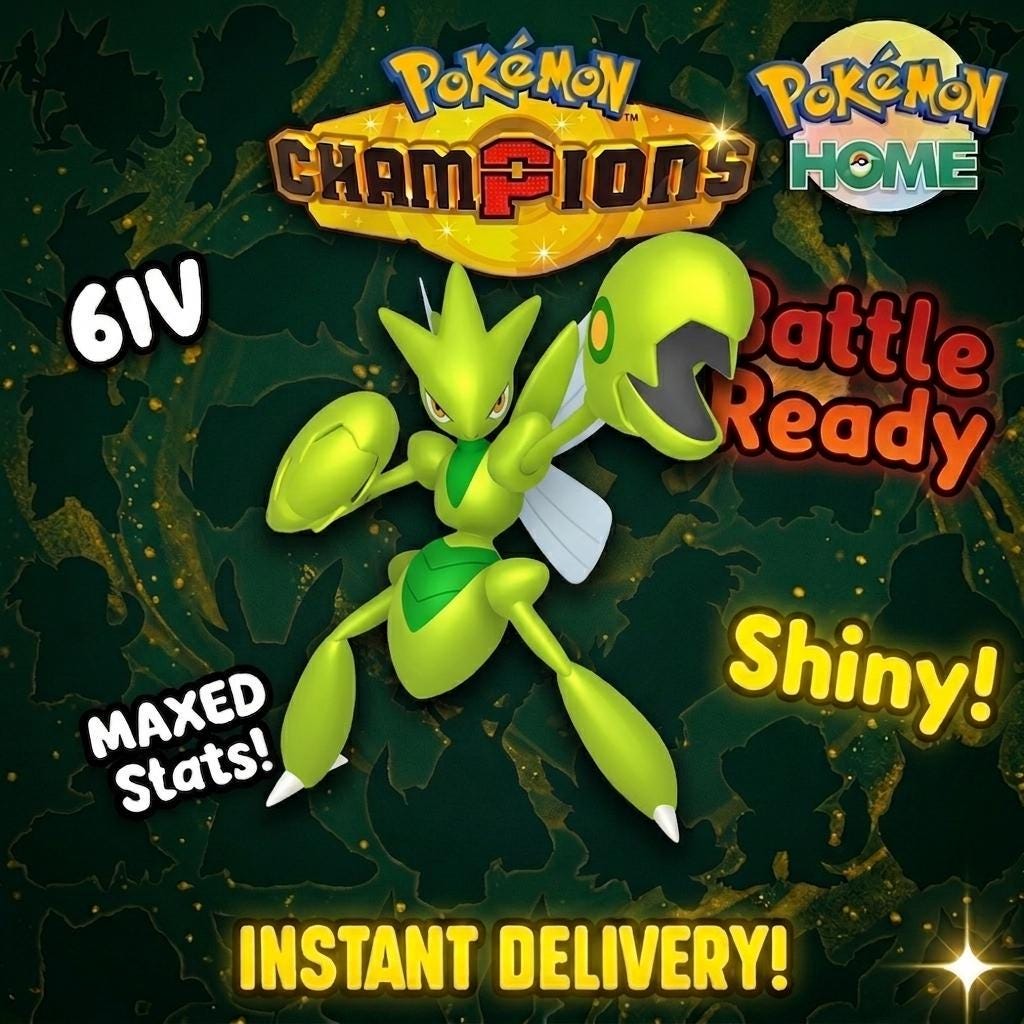 Shiny Scizor Pokémon Champions 6IV Competitive Battle Ready - Pokémon HOME digital Pokémon trade by PokeTradingShop