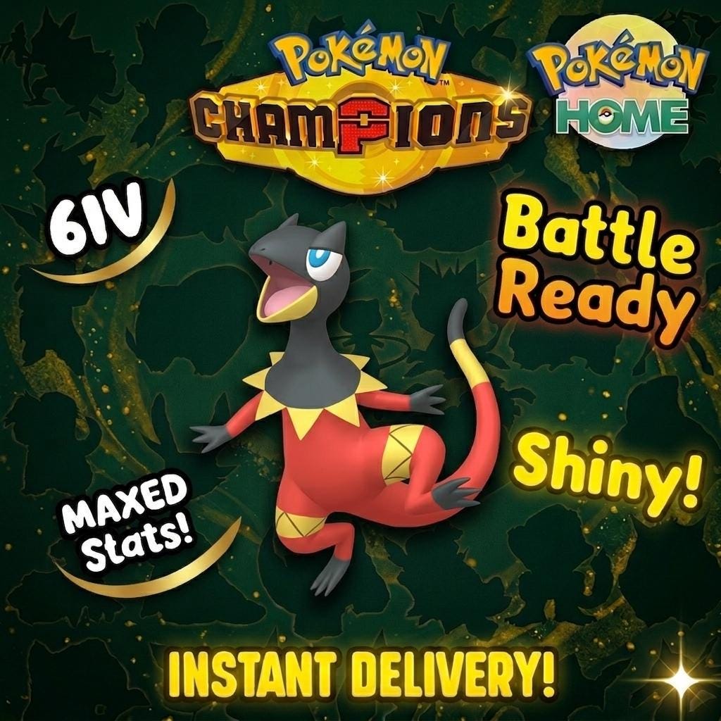 Shiny Heliolisk Pokémon Champions 6IV Competitive Battle Ready - Pokémon HOME digital Pokémon trade by PokeTradingShop
