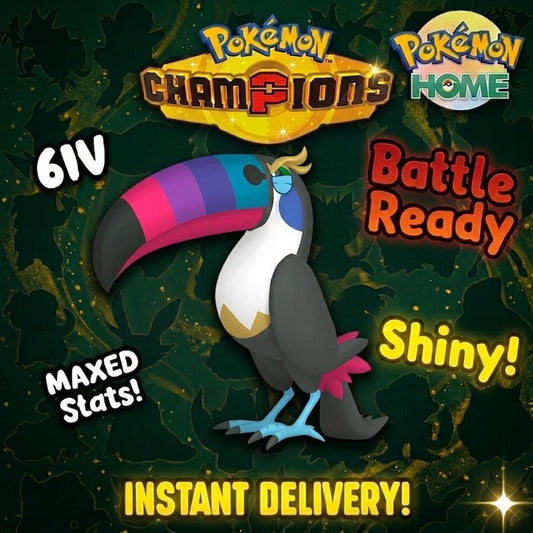 Shiny Toucannon Pokémon Champions 6IV Competitive Battle Ready - Pokémon HOME digital Pokémon trade by PokeTradingShop