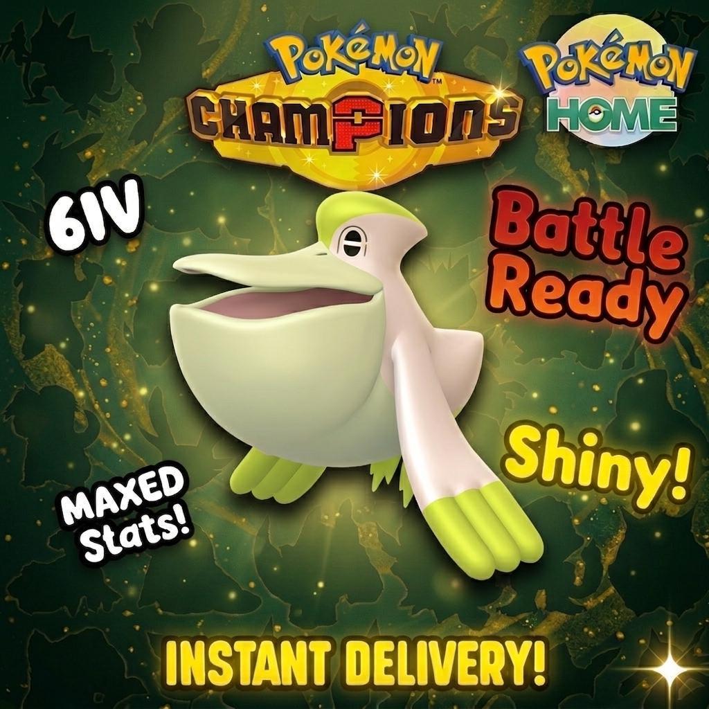 Shiny Pelipper Pokémon Champions 6IV Competitive Battle Ready - Pokémon HOME digital Pokémon trade by PokeTradingShop