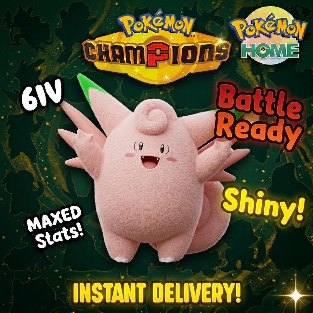 Shiny Clefable Pokémon Champions 6IV Competitive Battle Ready - Pokémon HOME digital Pokémon trade by PokeTradingShop