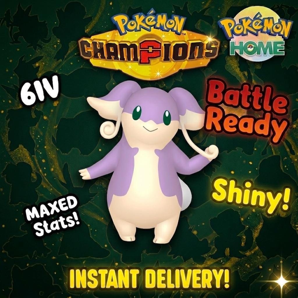 Shiny Audino Pokémon Champions 6IV Competitive Battle Ready - Pokémon HOME digital Pokémon trade by PokeTradingShop