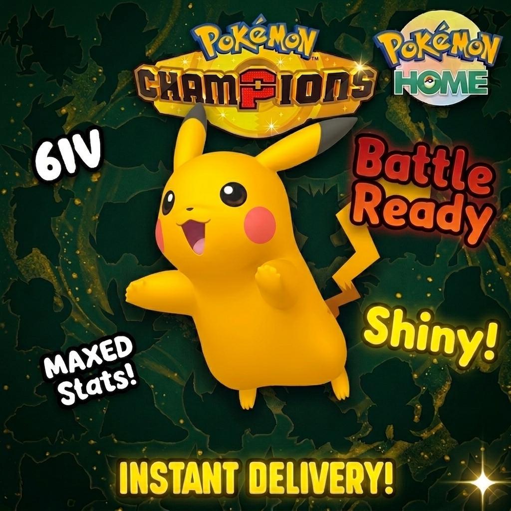 Shiny Pikachu Pokémon Champions 6IV Competitive Battle Ready - Pokémon HOME digital Pokémon trade by PokeTradingShop