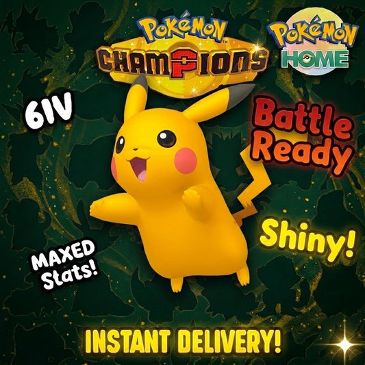 Shiny Pikachu Pokémon Champions 6IV Competitive Battle Ready - Pokémon HOME digital Pokémon trade by PokeTradingShop