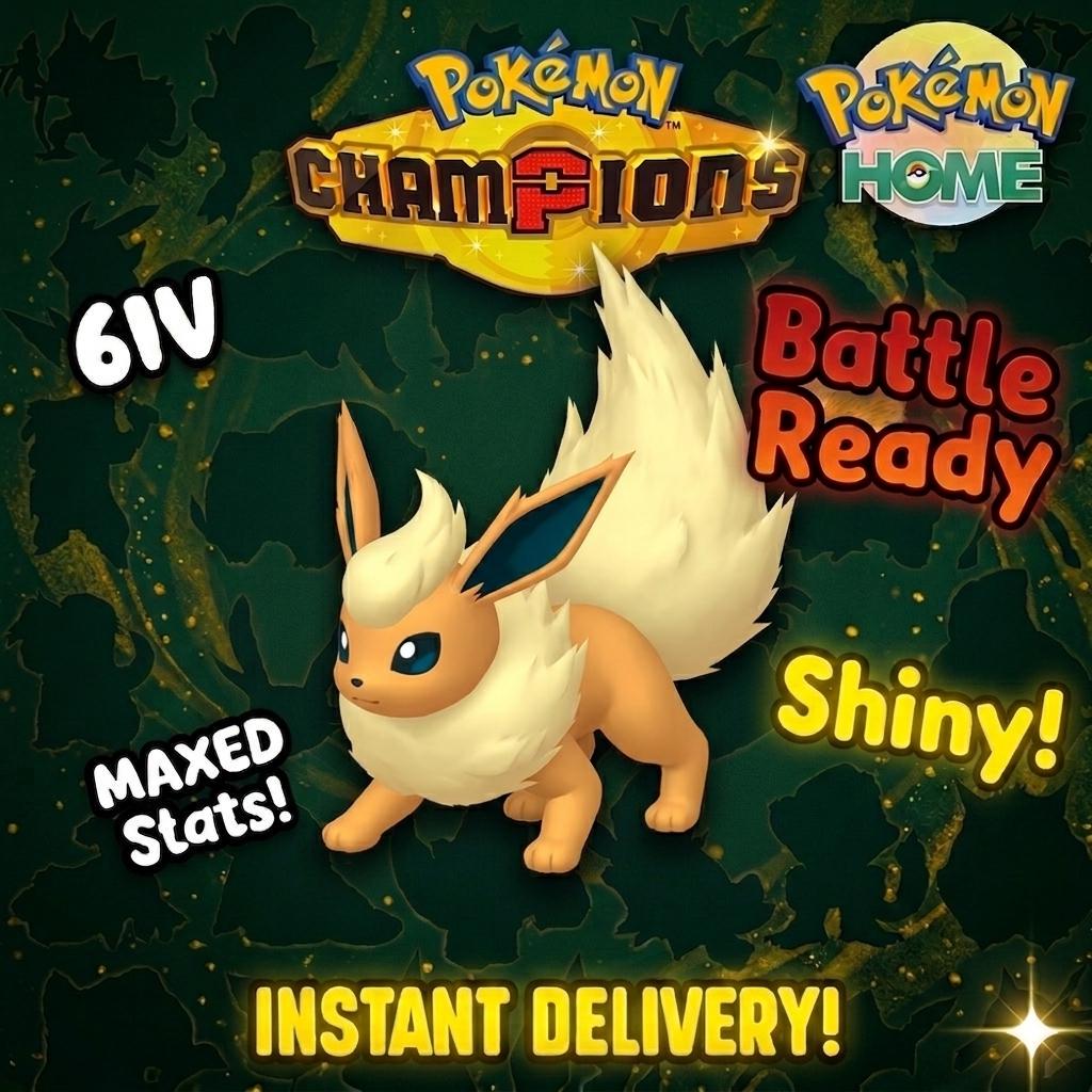 Shiny Flareon Pokémon Champions 6IV Competitive Battle Ready - Pokémon HOME digital Pokémon trade by PokeTradingShop