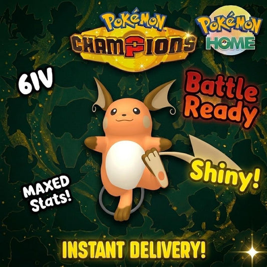 Shiny Raichu Pokémon Champions 6IV Competitive Battle Ready - Pokémon HOME digital Pokémon trade by PokeTradingShop