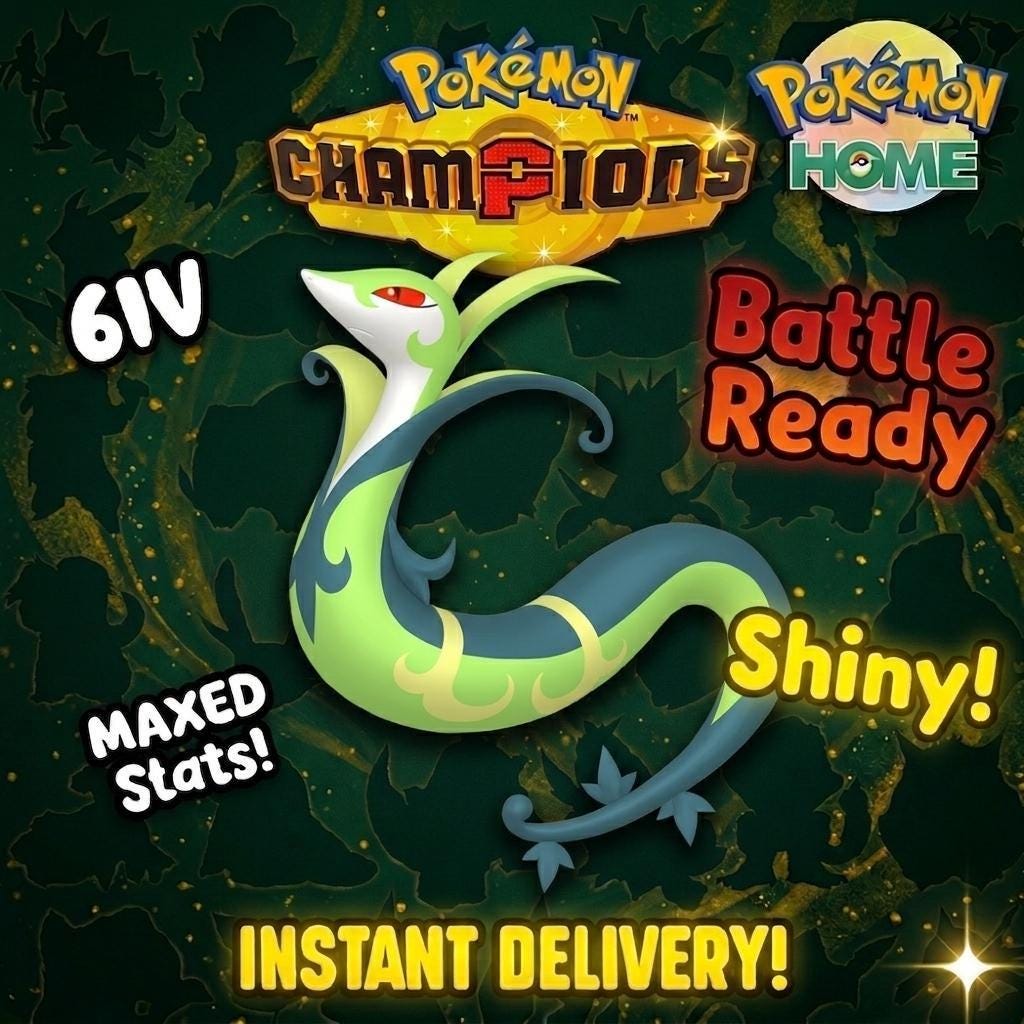 Shiny Serperior Pokémon Champions 6IV Competitive Battle Ready - Pokémon HOME digital Pokémon trade by PokeTradingShop
