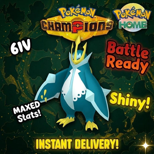 Shiny Empoleon Pokémon Champions 6IV Competitive Battle Ready - Pokémon HOME digital Pokémon trade by PokeTradingShop