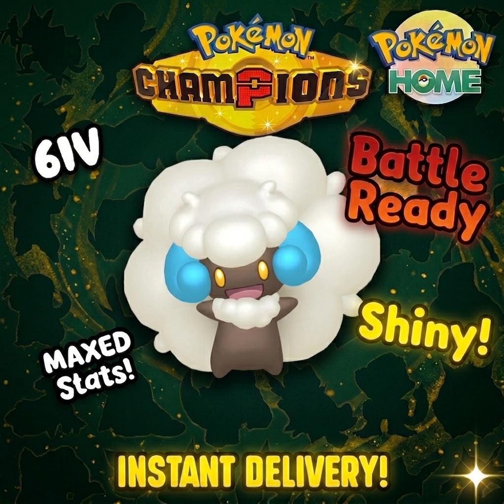 Shiny Whimsicott Pokémon Champions 6IV Competitive Battle Ready - Pokémon HOME digital Pokémon trade by PokeTradingShop