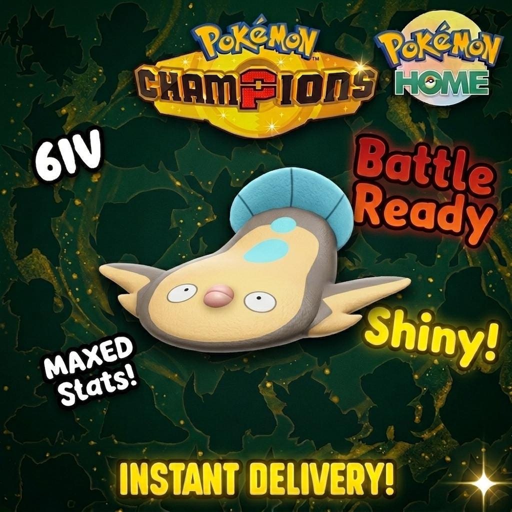 Shiny Stunfisk Pokémon Champions 6IV Competitive Battle Ready - Pokémon HOME digital Pokémon trade by PokeTradingShop