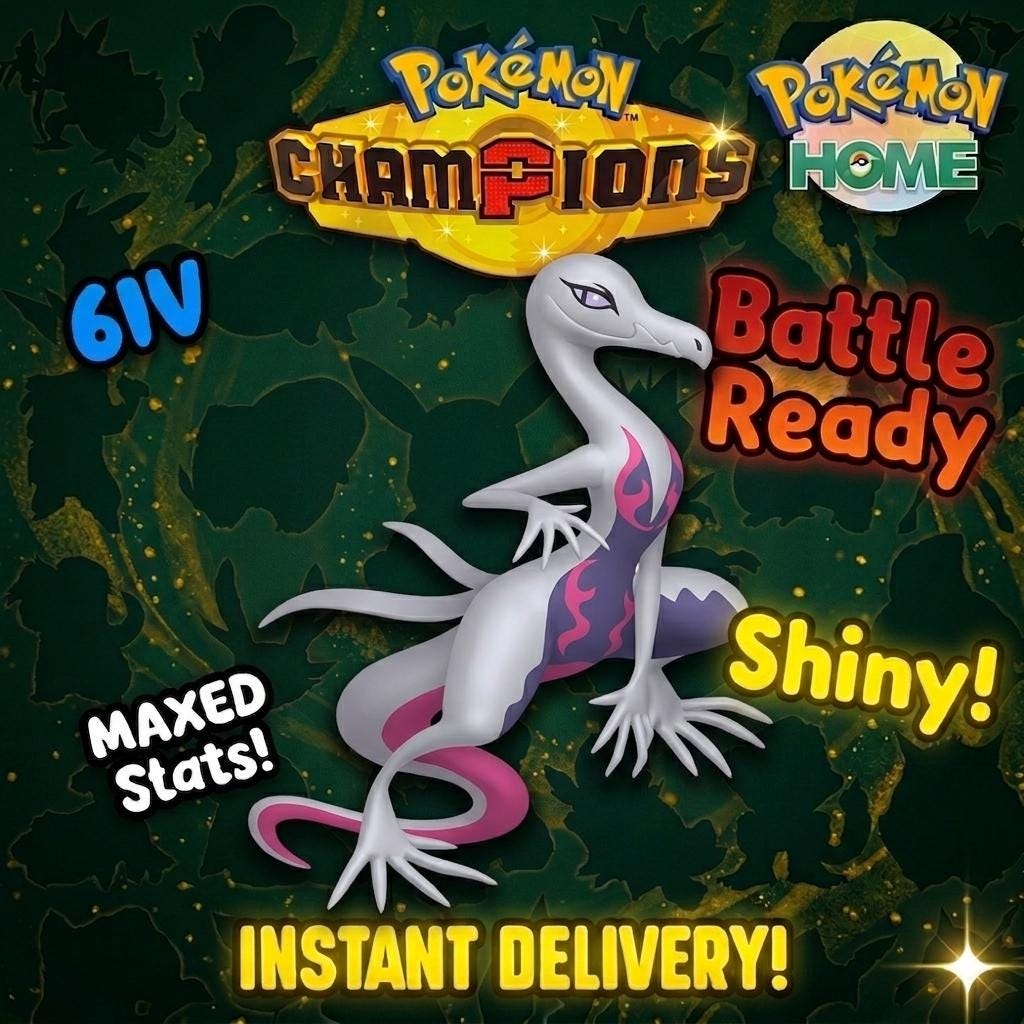 Shiny Salazzle Pokémon Champions 6IV Competitive Battle Ready - Pokémon HOME digital Pokémon trade by PokeTradingShop
