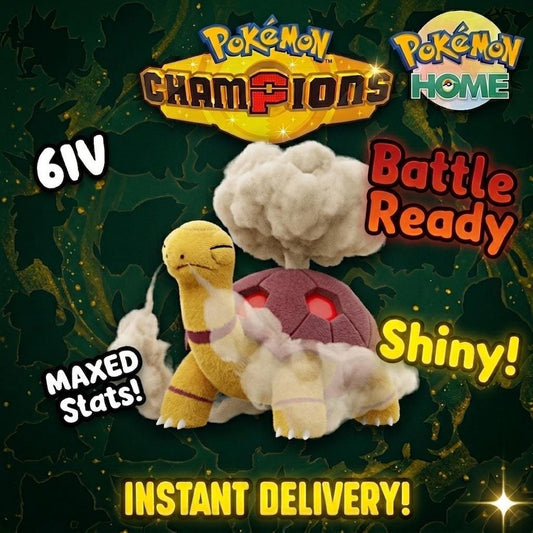 Shiny Torkoal Pokémon Champions 6IV Competitive Battle Ready - Pokémon HOME digital Pokémon trade by PokeTradingShop