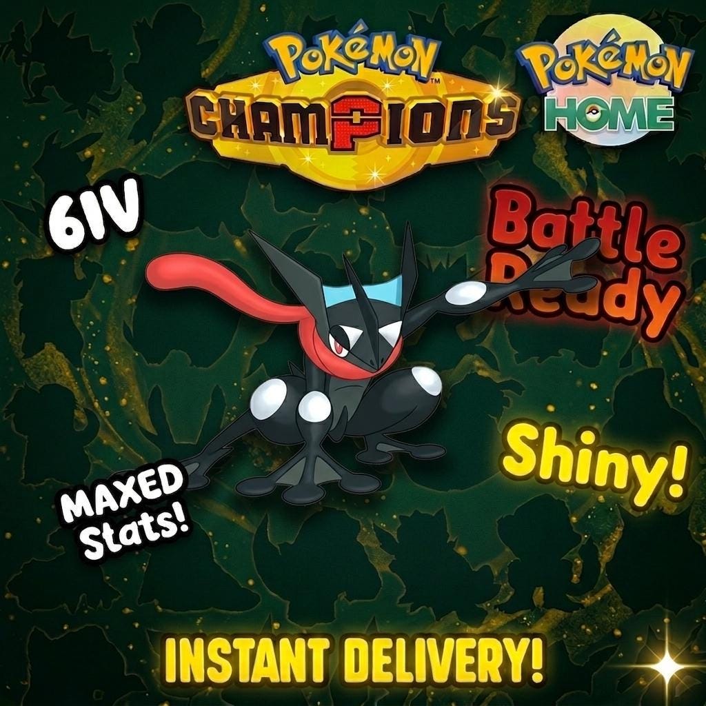 Shiny Greninja Pokémon Champions 6IV Competitive Battle Ready - Pokémon HOME digital Pokémon trade by PokeTradingShop