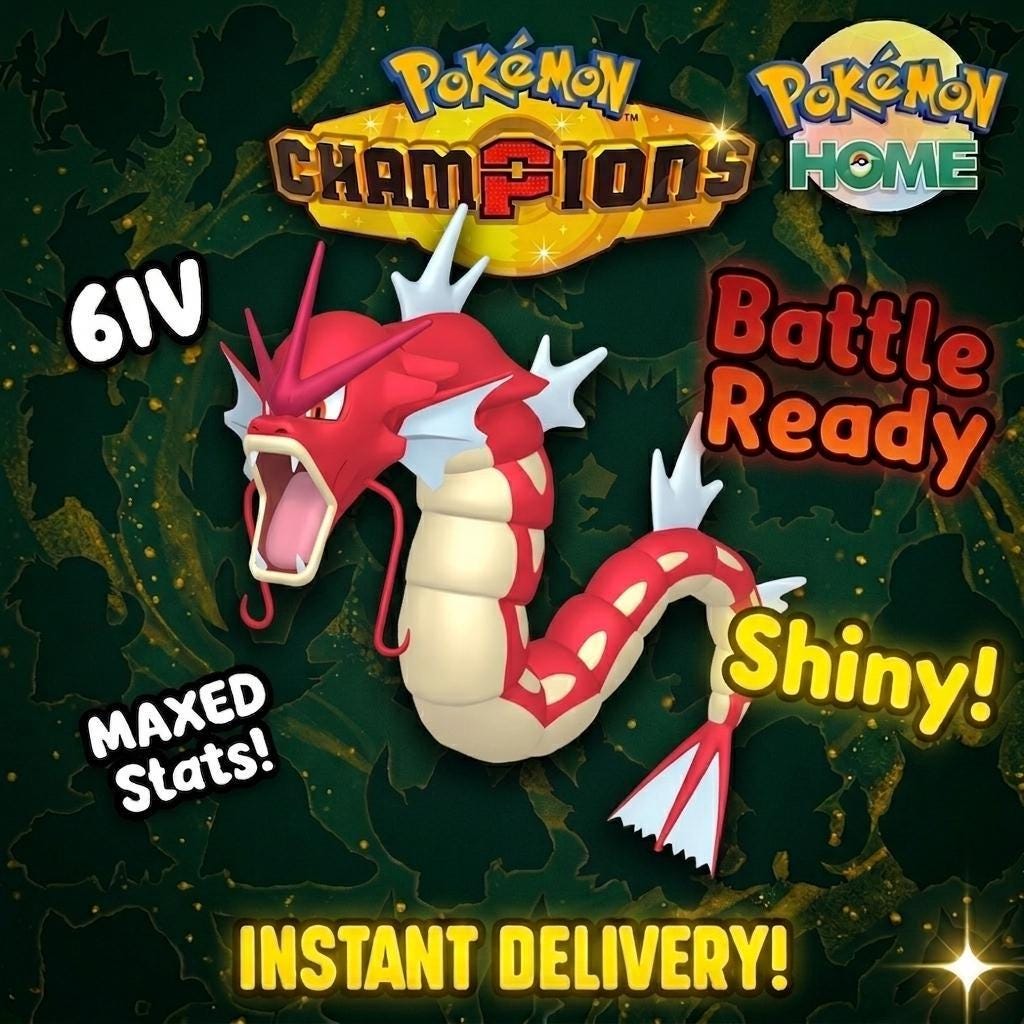 Shiny Gyarados Pokémon Champions 6IV Competitive Battle Ready - Pokémon HOME digital Pokémon trade by PokeTradingShop