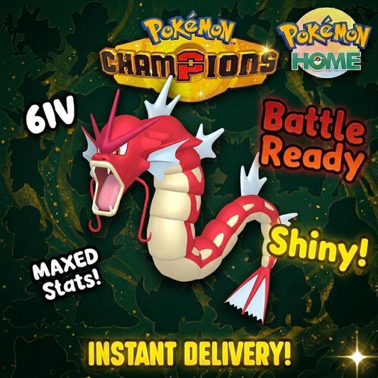 Shiny Gyarados Pokémon Champions 6IV Competitive Battle Ready - Pokémon HOME digital Pokémon trade by PokeTradingShop
