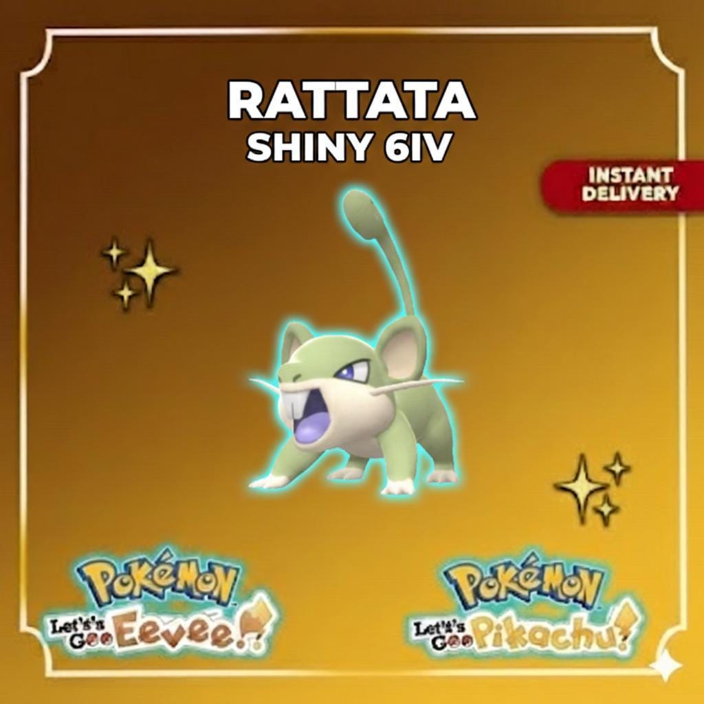 Shiny RATTATA 6IV Competitive Battle Ready - Pokémon Let's Go Pikachu & Eevee digital Pokémon trade by PokeTradingShop