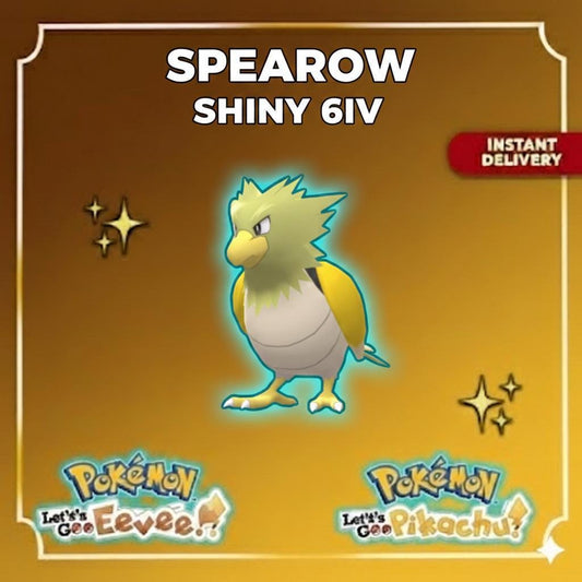 Shiny SPEAROW 6IV Competitive Battle Ready - Pokémon Let's Go Pikachu & Eevee digital Pokémon trade by PokeTradingShop