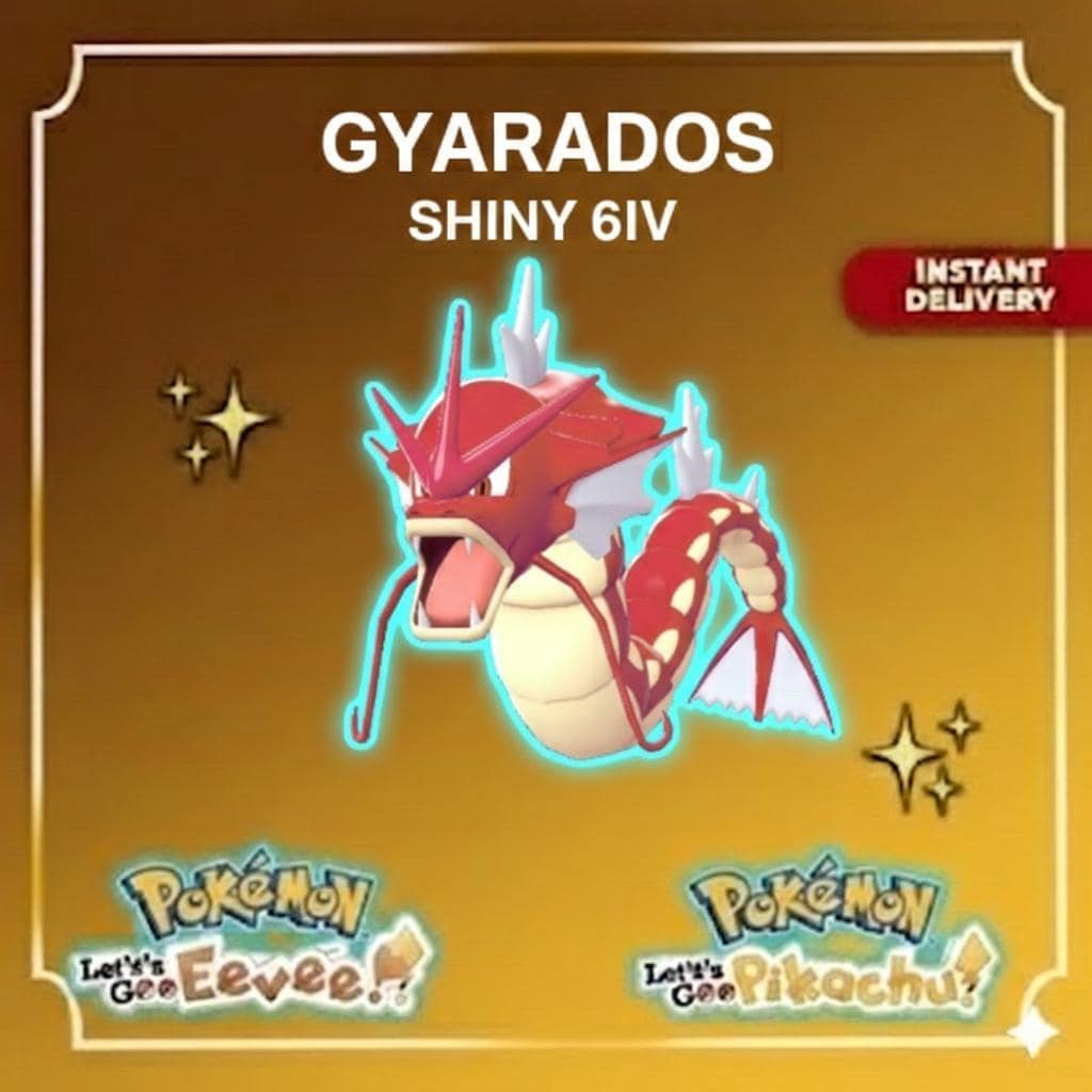 Shiny Gyarados Lets Go Pikachu Eevee 6IV Competitive Battle Ready - Pokémon Let's Go Pikachu & Eevee digital Pokémon trade by