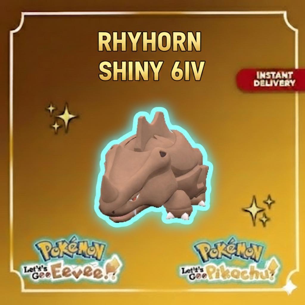 Shiny Rhyhorn Lets Go Pikachu Eevee 6IV Competitive Battle Ready - Pokémon Let's Go Pikachu & Eevee digital Pokémon trade by
